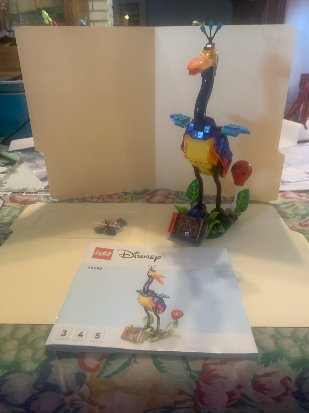 Disney Kevin the Bird LEGO in Blue, Yellow, Orange, Red.